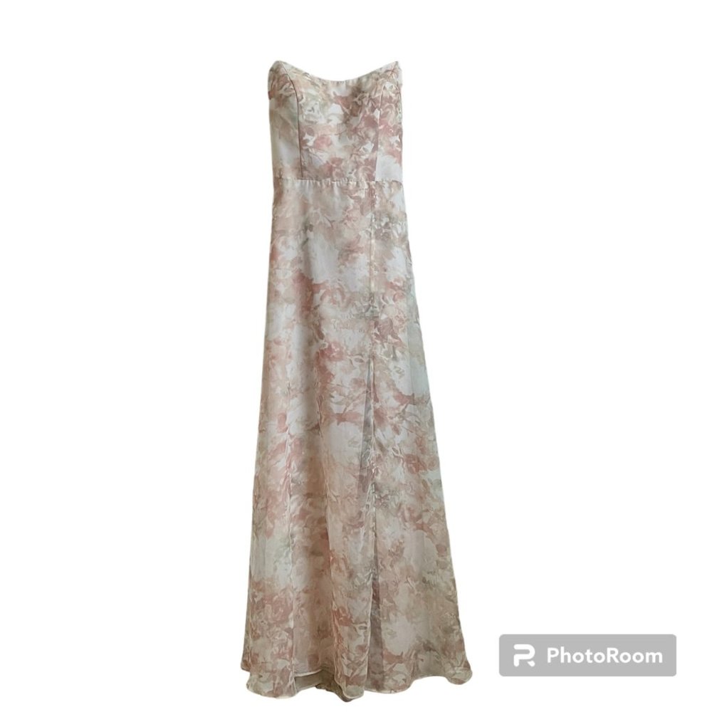 Jenny Yoo Floral Strapless Wedding Dress - Pink and Cream